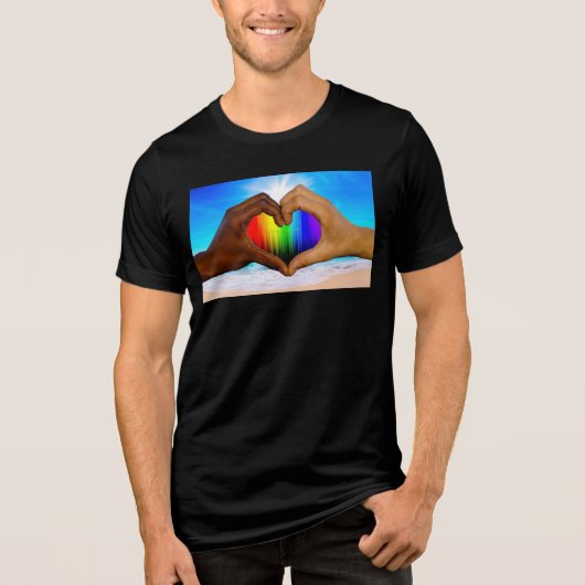 SlipperyJoe levendige regenbooggradiënt hart inter Tri-Blend Shirt (Voorkant)