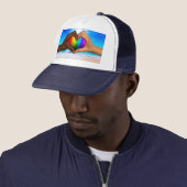 SlipperyJoe levendige regenbooggradiënt hart inter Trucker Pet (In situ)