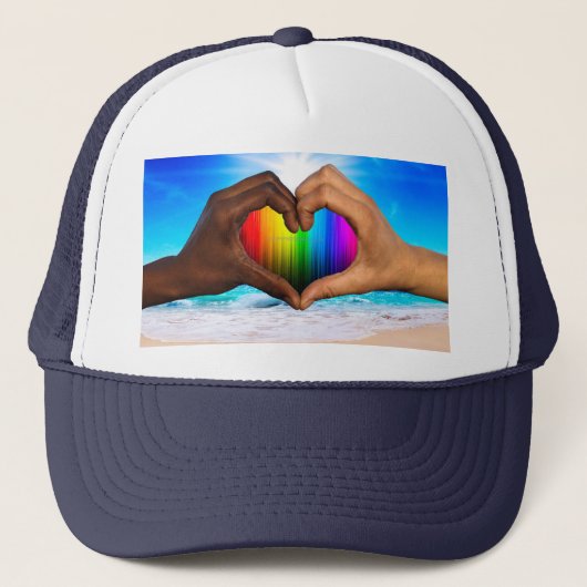 SlipperyJoe levendige regenbooggradiënt hart inter Trucker Pet (Voorkant)