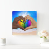 SlipperyJoe levendige regenbooggradiënt hart inter Vierkante Klok (Huis)