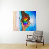 SlipperyJoe levendige regenbooggradiënt hart inter Wandkleed (In Situ (horizontaal))