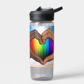 SlipperyJoe levendige regenbooggradiënt hart inter Waterfles (Links)