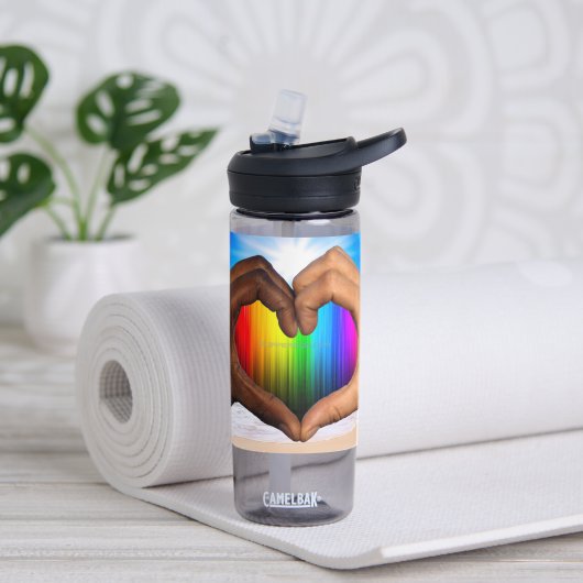 SlipperyJoe levendige regenbooggradiënt hart inter Waterfles (Links)