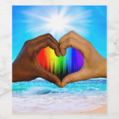 SlipperyJoe levendige regenbooggradiënt hart inter Wijn Etiket (Enkel label)