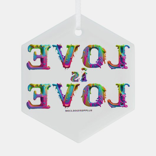 SlipperyJoe liefde is liefde druppelen smelten dyn Glas Ornament (Achterkant)