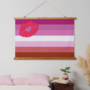 SlipperyJoe lipstick lesbische pridevlag vrouwelij Hangend Wandkleed