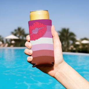 SlipperyJoe lipstick lesbische pridevlag vrouwelij Seltzer Blikjeskoeler