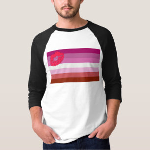 SlipperyJoe lipstick lesbische pridevlag vrouwelij T-shirt