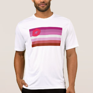 SlipperyJoe lipstick lesbische pridevlag vrouwelij T-shirt
