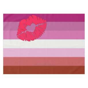 SlipperyJoe lipstick lesbische pridevlag vrouwelij Tafelkleed