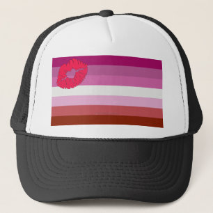 SlipperyJoe lipstick lesbische pridevlag vrouwelij Trucker Pet