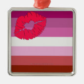 SlipperyJoe lipstick lesbische trots vlag vrouweli Metalen Ornament (Voorkant)