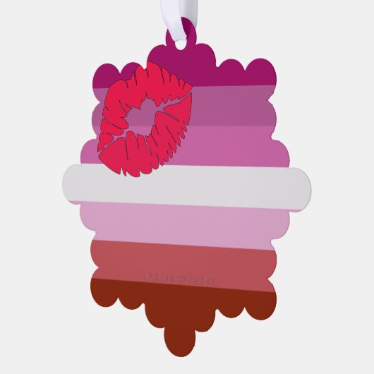 SlipperyJoe lipstick lesbische trots vlag vrouweli Ornament Kaart (Links)
