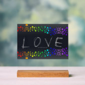 SlipperyJoe love bubbles rood sinaasappel geel gro Acryl Bord (Neutraal)