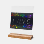 SlipperyJoe love bubbles rood sinaasappel geel gro Acryl Bord (Hoek)