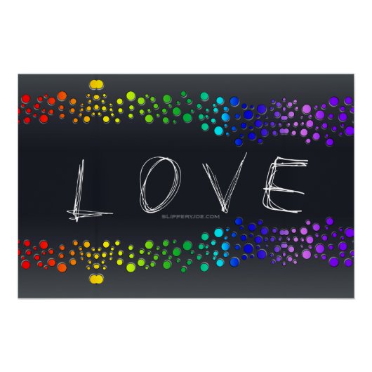 SlipperyJoe love bubbles rood sinaasappel geel gro Perfect Poster (Voorkant)