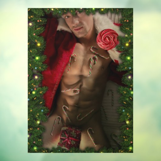 SlipperyJoe mannelijke borst zes pack maag blote r Raamsticker (Vel 3)