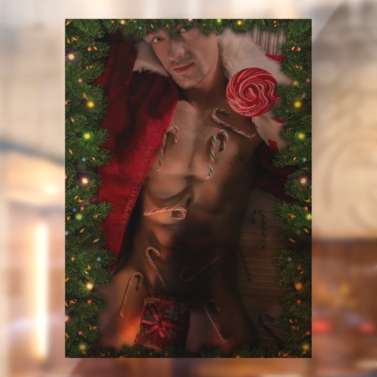 SlipperyJoe mannelijke borst zes pack maag blote r Raamsticker (Vel 2)