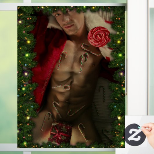 SlipperyJoe mannelijke borst zes pack maag blote r Raamsticker (Huis)