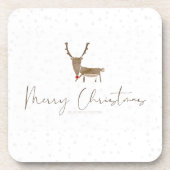 SlipperyJoe Merry Kerstfeest rendier rode neus mie Bier Onderzetter (Voorkant)