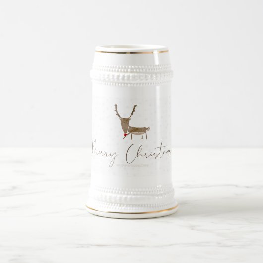 SlipperyJoe Merry Kerstfeest rendier rode neus mie Bierpul (Center)