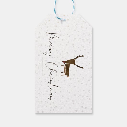 SlipperyJoe Merry Kerstfeest rendier rode neus mie Cadeaulabel (Achterkant)