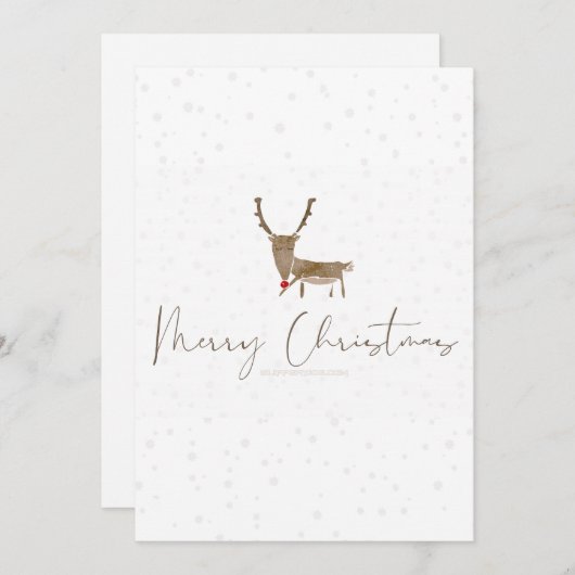 SlipperyJoe Merry Kerstfeest rendier rode neus mie Feestdagenkaart (Voorkant / Achterkant)