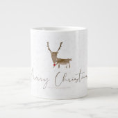 SlipperyJoe Merry Kerstfeest rendier rode neus mie Grote Koffiekop (Voorkant)