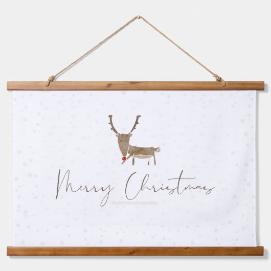 SlipperyJoe Merry Kerstfeest rendier rode neus mie Hangend Wandkleed (Voorkant)