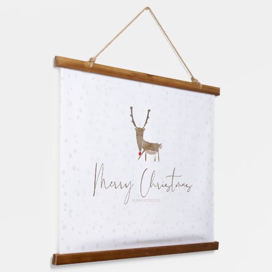 SlipperyJoe Merry Kerstfeest rendier rode neus mie Hangend Wandkleed (Gebogen)