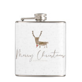 SlipperyJoe Merry Kerstfeest rendier rode neus mie Heupfles (Voorkant)