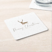 SlipperyJoe Merry Kerstfeest rendier rode neus mie Kartonnen Onderzetters (Schuin)