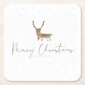 SlipperyJoe Merry Kerstfeest rendier rode neus mie Kartonnen Onderzetters (Voorkant)