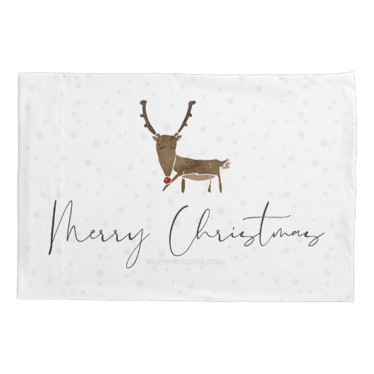 SlipperyJoe Merry Kerstfeest rendier rode neus mie Kussensloop (Achterkant)