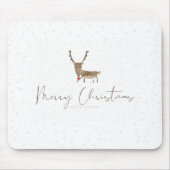 SlipperyJoe Merry Kerstfeest rendier rode neus mie Muismat (Voorkant)