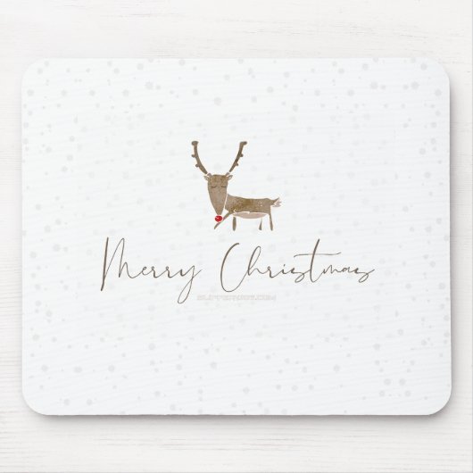 SlipperyJoe Merry Kerstfeest rendier rode neus mie Muismat (Voorkant)