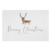 SlipperyJoe Merry Kerstfeest rendier rode neus mie Perfect Poster (Voorkant)
