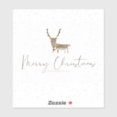 SlipperyJoe Merry Kerstfeest rendier rode neus mie Sticker (Vel)