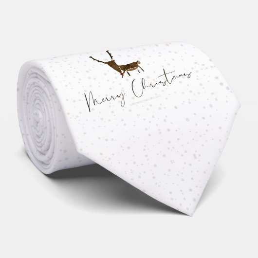 SlipperyJoe Merry Kerstfeest rendier rode neus mie Stropdas (Opgerold)