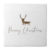 SlipperyJoe Merry Kerstfeest rendier rode neus mie Tegeltje (Voorkant)