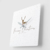 SlipperyJoe Merry Kerstfeest rendier rode neus mie Vierkante Klok (Hoek)