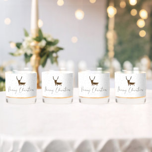 SlipperyJoe Merry Kerstfeest rendier rode neus mie Whisky Glas