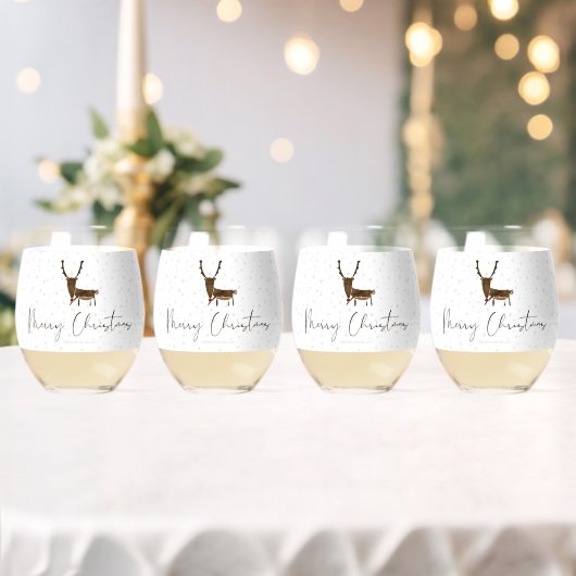 SlipperyJoe Merry Kerstfeest rendier rode neus mie Wijnglas Zonder Voet (Insitu (Huwelijk))