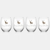 SlipperyJoe Merry Kerstfeest rendier rode neus mie Wijnglas Zonder Voet (Voorkant)