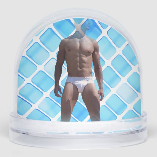 SlipperyJoe muscular man six-pack abs male white u Sneeuwbol (Voorkant)