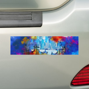SlipperyJoe NYC graffiti maan omringd door wervele Bumpersticker