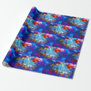SlipperyJoe NYC graffiti maan omringd door wervele Cadeaupapier
