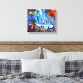 SlipperyJoe NYC graffiti maan omringd door wervele Canvas Afdruk (Insitu (Slaapkamer))