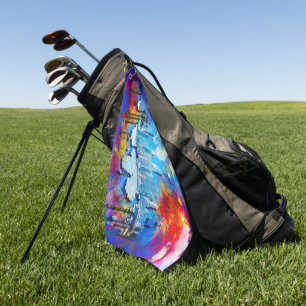 SlipperyJoe NYC graffiti maan omringd door wervele Golfhanddoek