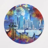 SlipperyJoe NYC graffiti maan omringd door wervele Labels (Design 1)